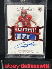 '19 Flawless Antoine Wesley Worn Texas Tech Birmingham Bowl Logo Patch Auto /20