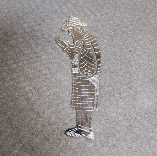 Vintage Sherlock Holmes Metal Bookmark Silver Tone Etched Detective Collectible