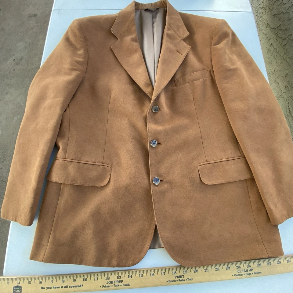 Casaco esportivo vintage anos 60 EUA Norm Thompson 42S talon zíper jaqueta de 3 botões marrom - Imagem 2 de 4