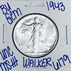 1943 BU UNCIRCULATED WALKING LIBERTY SILVER HALF DOLLAR AUTHENTIC U.S. MINT 6179