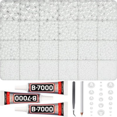 Flatback Pearls Crafting Beads Bedazzling Kit With Glue For Shoes And Clothes