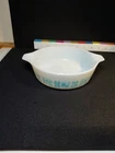 Pyrex Amish Round Butter Print #471  1-PT Small Casserole Dish  Turquoise No Lid