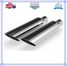 Richeer 2PCS 2.5" Inlet 4" Outlet 18" Exhaust Tip Stainless Steel Weld On