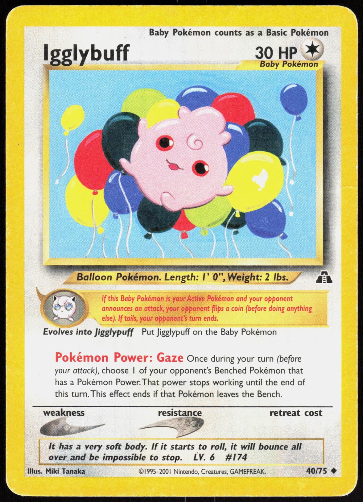 Neo Discovery Igglybuff 40/75 Uncommon Pokemon Unlimited DMG