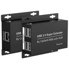 USB Extender Over Ethernet 200ft USB2.0 HUB RJ45 Cat5e 6 up to 480Mbps with P...