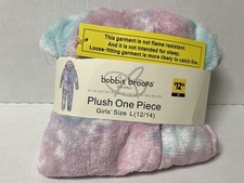 Bobbie Brooks Plush Hooded One Piece Girls Large 12/14 Tie Dye Full Zip New