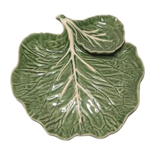 Bordallo Pinheiro Cabbage Green Serving Dish, Chips and Dip Bowl Beautiful! NEW