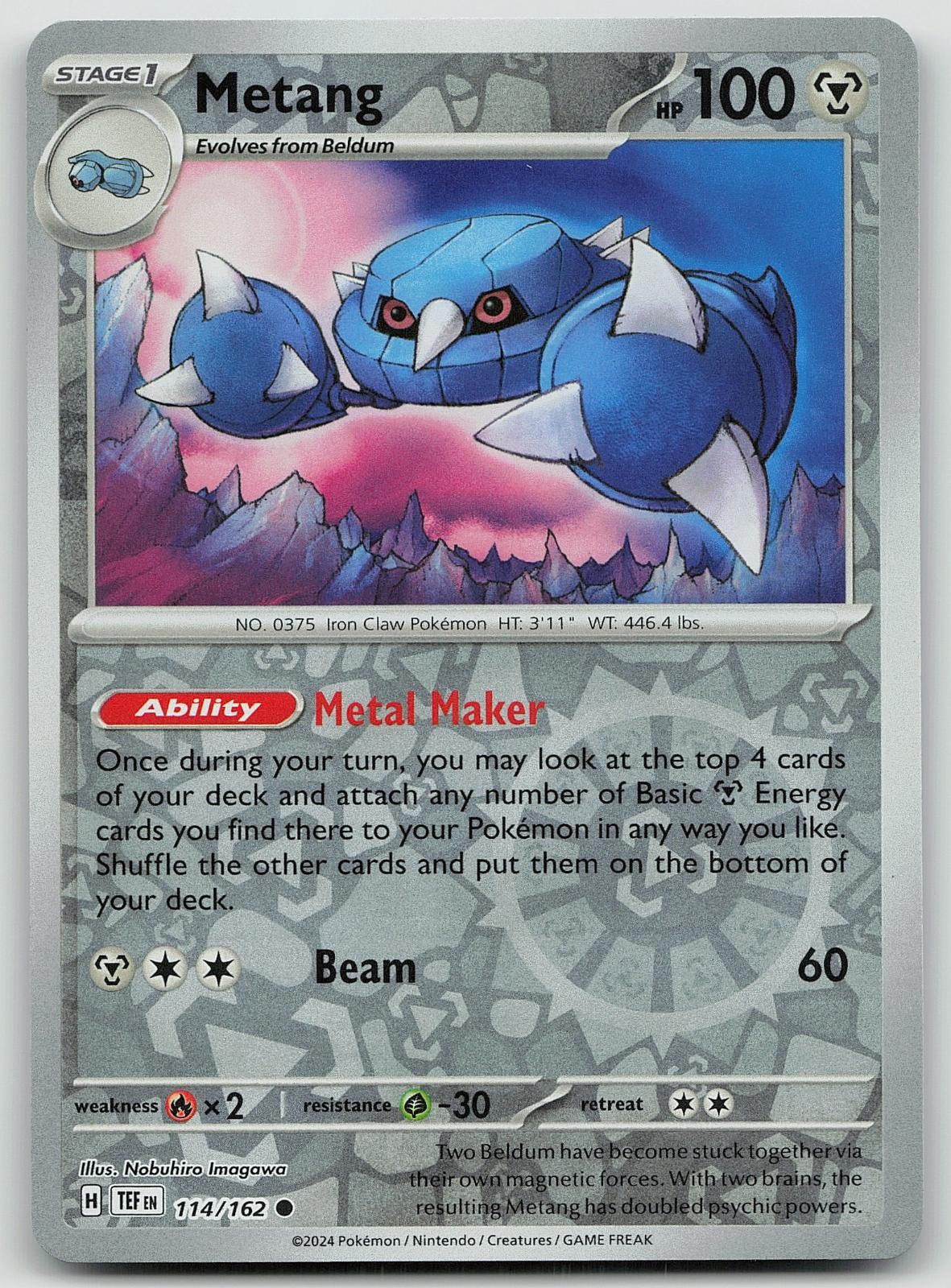 Pokemon Metang 114/162 Temporal Forces Common Reverse Holo NM