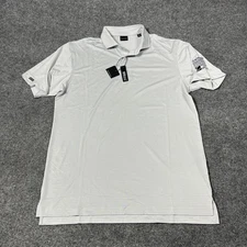 Dunning Polo Shirt Mens Medium Gray White Stripe Coolmax Golf New With Tags