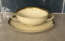 VTG Heinrich & Co Selb Bavaria Dessert Cup & Saucer China Cream&Gold Greek Key