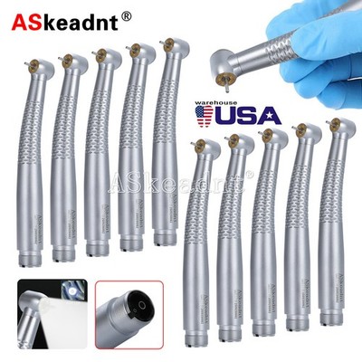 1-10Pcs Turbine Dental 5 LED Fiber Optic E-generator Handpiece 5-Spray 2 Hole CE