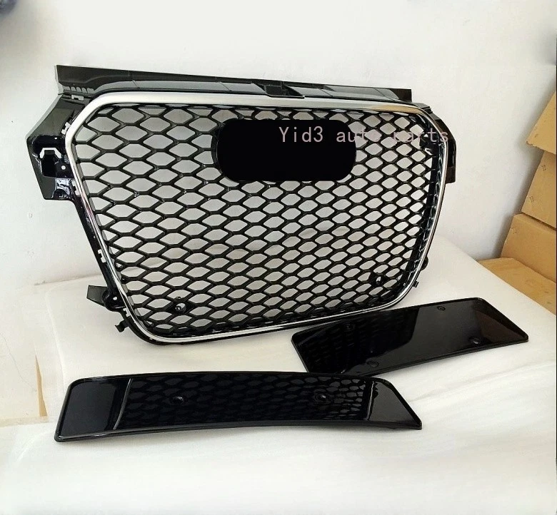 Ajuste para Audi A1 S1 2011-2015 actualización a RS1 plateado parachoques delantero parrilla de nido de abeja Foto 2 de 4