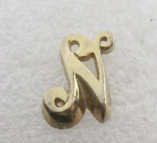 Vtg Gold Tone Cursive Letter N Script Monogram Lapel Pin Initial Brooch E999 