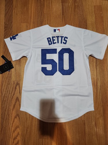 NWT youth customized Dodgers #50 Mookie Betts size S-XL white home *new
