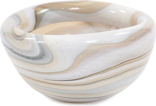 Exquisite Hand-Blown Glass Bowl with Sand Art - Picture 1 of 8