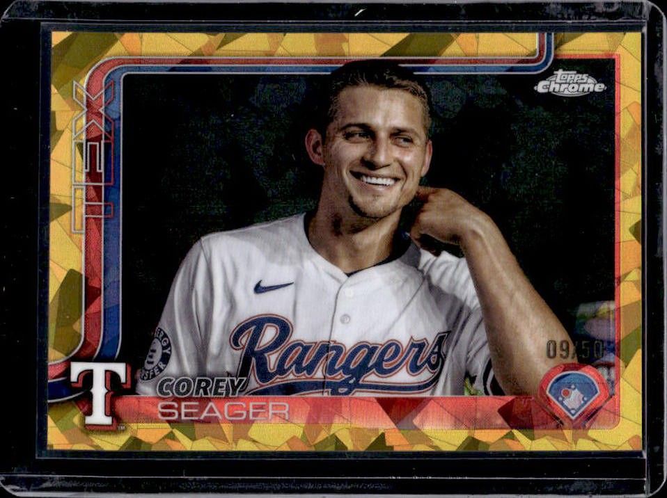 2025 Topps Chrome Sapphire Corey Seager Image Variation Gold #9/50 Rangers