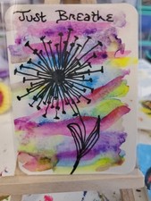 ACEO Art Card originale tarassaco firmata dall'artista Amy Daisee #3 serie giardino 