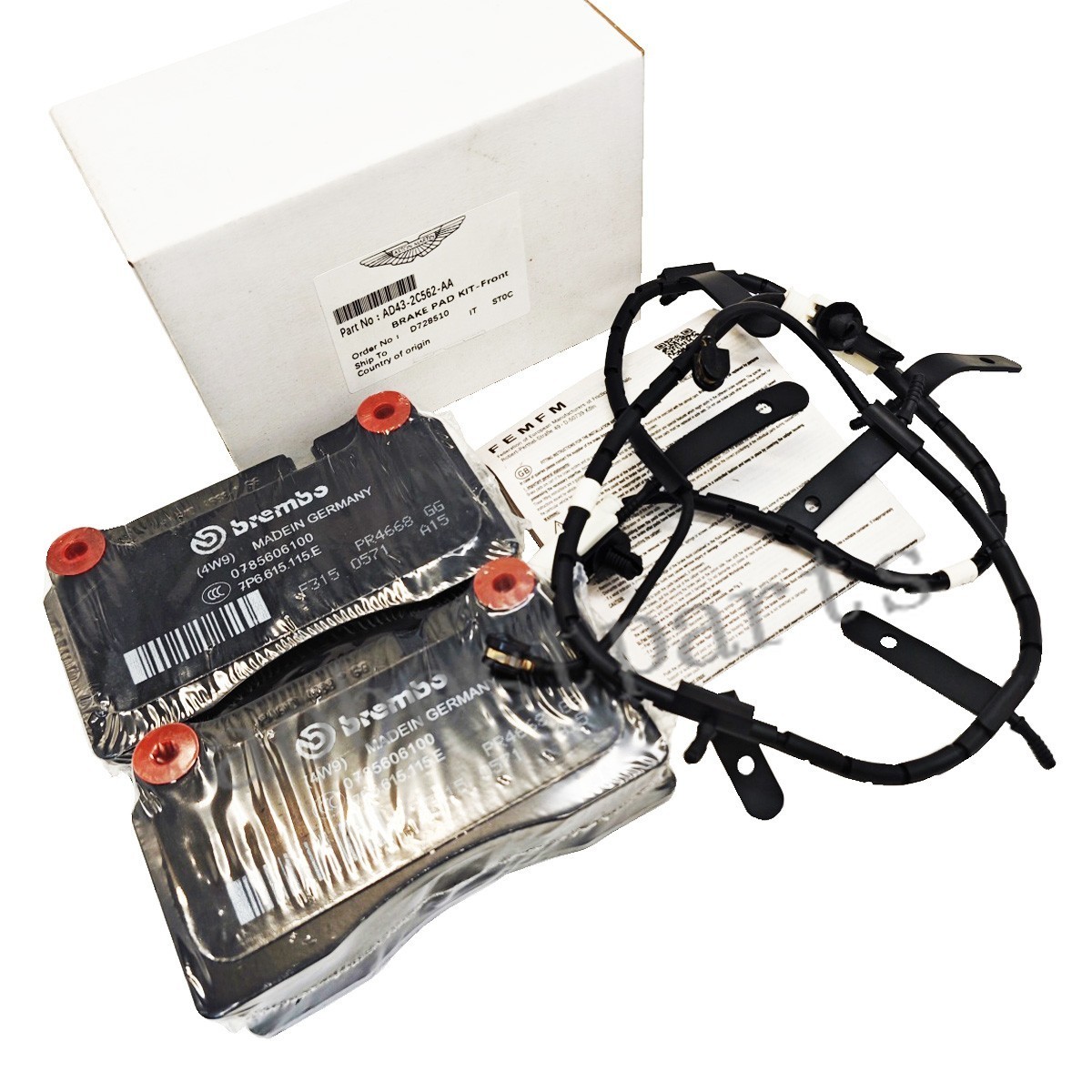  Rear Brake Pad Kit For Aston Martin Rapide AD43-2C562-AA + FREE SENSOR