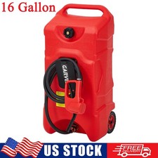 16 Gallon Fuel Caddy Portable HDPE Gas Storage Tank with Manual Pump 10FT Hose