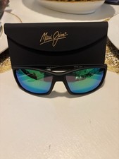 Maui Jim Local Kine Men's Wrap Sunglasses Black Frame Blue Mirrored Lens