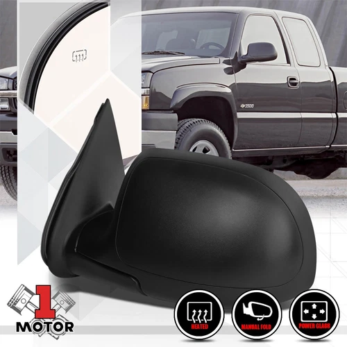 [Left] Driver Side Power+Heated Foldable Replacement Mirror for 03-07 Silverado