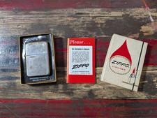 Vintage 1955 - 1957 Brushed Chrome Zippo in Box with Great Patina