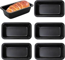 Lawei 6 Piece Non-Stick Mini Loaf Pan - 3.5 X 6 Inch Carbon Steel Bread and Toas