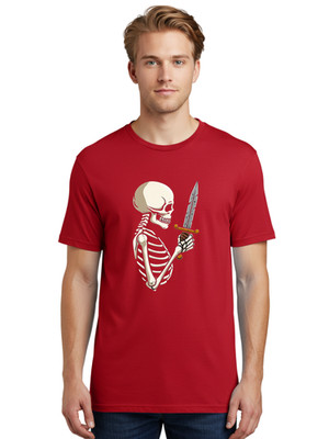 Skeleton-With-Dagger-3 Mens Graphic Tee, 100% Cotton, Casual Summer Wear