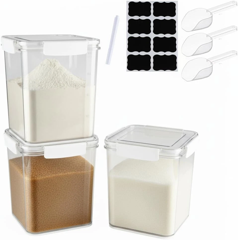 Plastic Containers with Lids for Food, 3Pcs Airtight Food Storage Containers for