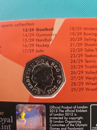  2011 50p Goalball Carded Olympic Coin –BUNC– Fifty Pence London Games  - Picture 4 of 4