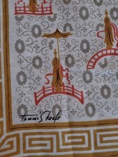 Vintage Tammis Keefe Handkerchief Hankie Asian Orient Oriental Theme