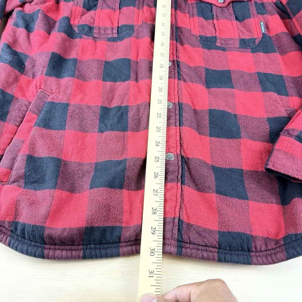 Camisa Columbia Para Hombre Forrada de Vellón L Franela Botón Rojo/Azul Marino Cuadros XL Leñador Foto 4 de 4