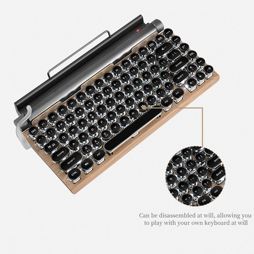 83 Keys Gaming Keyboards Retro Typewriter Keyboard Bluetooth Keyboard USB9198 - Picture 3 of 10