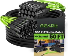 GEARit 16 Channel XLR Snake 50 ft, Balanced Multicore Audio Snake Cable with ...
