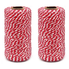 Cotton Bakers Twine, 656 Feet 2mm Striped Twine String Wrapping, Baking, Craft