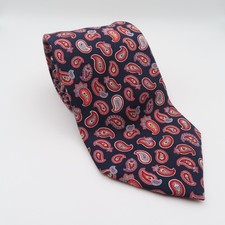 Brooks Brothers Makers Tie Silk Red Blue Yellow Paisley 4" Wide 59" Long USA