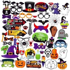 Halloween Photo Booth Props, Pack of 56 Orange and Black