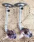 Set Of 2 Vtg. GAS LIGHT ARMS w/Purple Crystal Glass Swirl Teardrop Adjustable