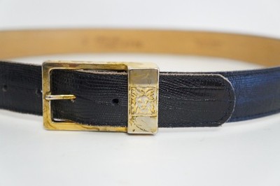 Vintage Anne Klein for Calderon Black Leather Belt Lion Head  display picture 1