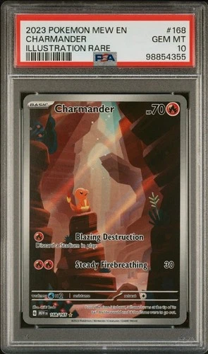 PSA 10 GEM MINT 2023 CHARMANDER 168/165 POKÉMON MEW EN-151 ILLUSTRATION RARE🔥🔥