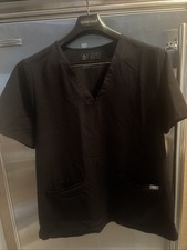 FIGS Women's Casma Three Pocket Scrub Top Technical Collection XL Black