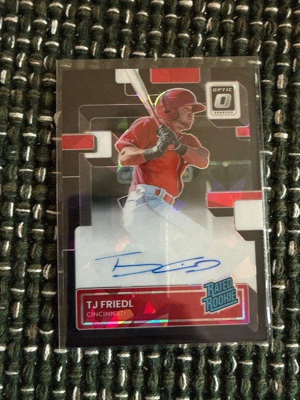 2022 Donruss Optic TJ Friedl Black Rated Rookies Signatures Auto 17/30 SP Reds