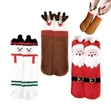 3 Pairs 3D Warm Thick Soft Slipper Christmas Slipper Socks Set