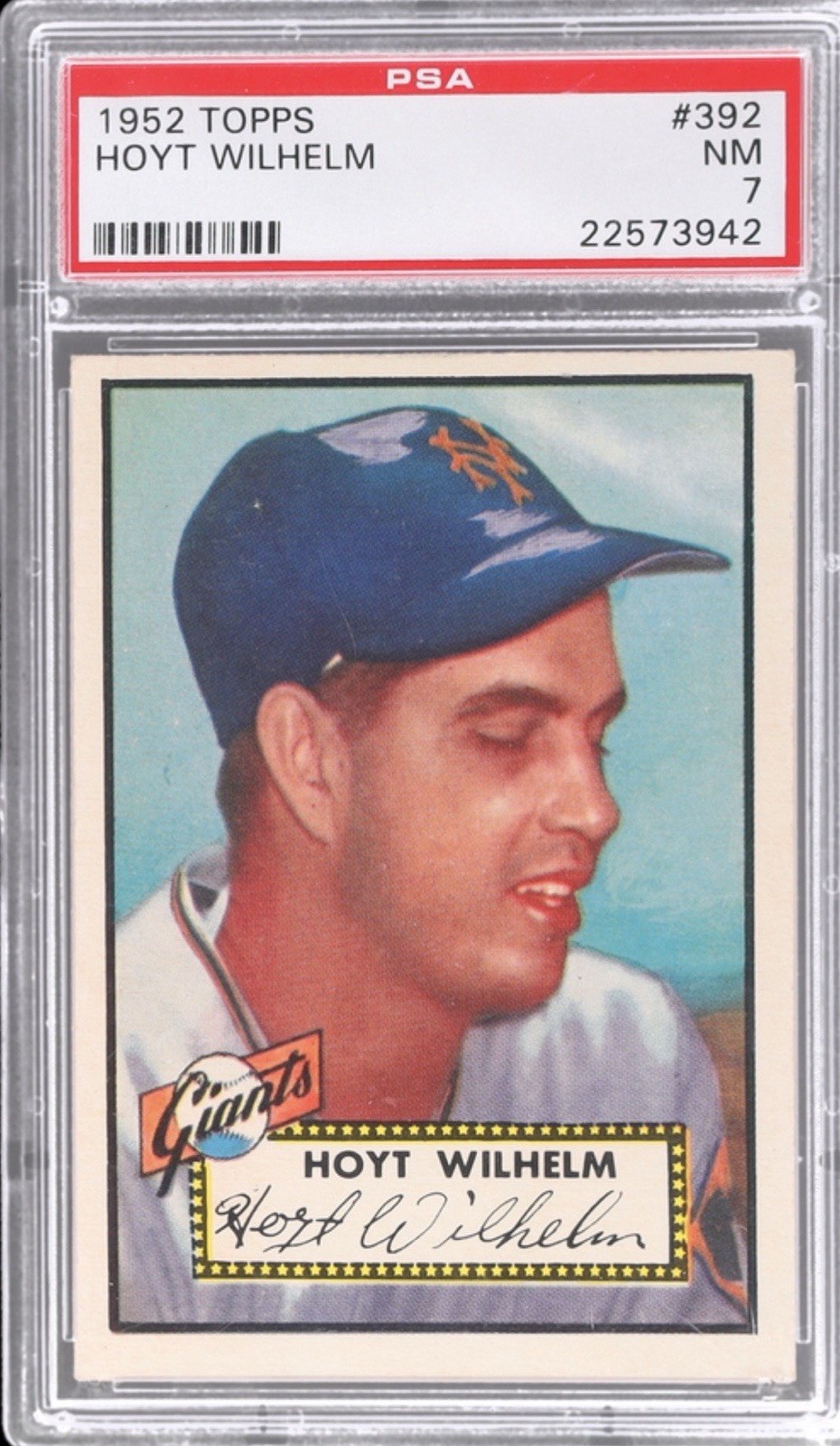 1952 TOPPS #392 HOYT WILHELM RC ROOKIE NEW YORK GIANTS PSA 7