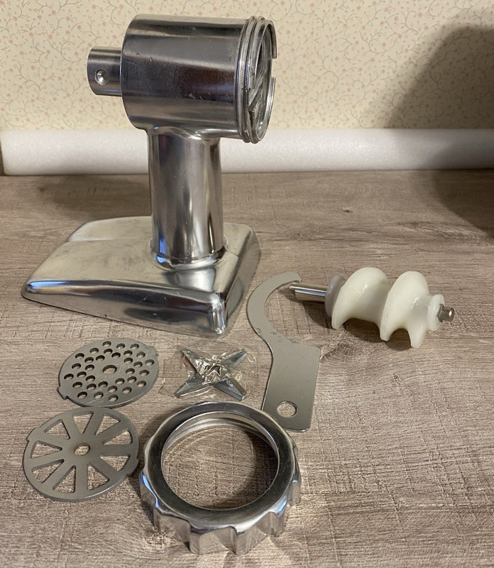 VINTAGE OSTER FOOD GRINDER HEAD MODEL 954 BLADES DISKS WRENCH SCREW DRIVE 