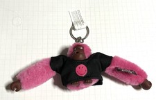 NWOT KIPLING Pink 2 Monkey W/ T-shirt Smile Face Key Chain Bag Charm Fob RARE