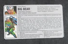 Big Bear File Card Gi Joe Vintage DC
