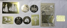 Stencils, lot of 9 brass,  1 plastic, various brands and themes, Christmas