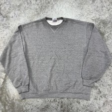 JERZEES Sweatshirt Mens Large Gray Crewneck Pullover Premium Fit Classic Cotton