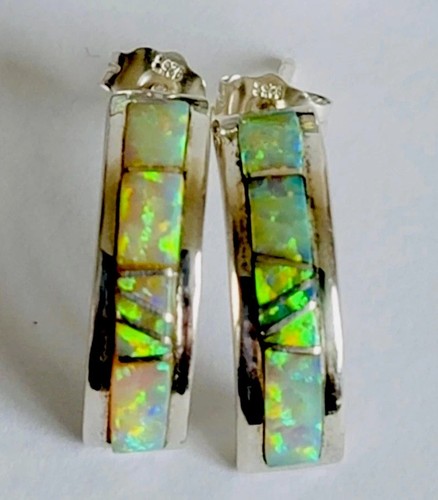 Vtg TSF Taste Of Santa Fe Sterling Silver Fire Opal Earrings ALSO SIGNED ‘EL’